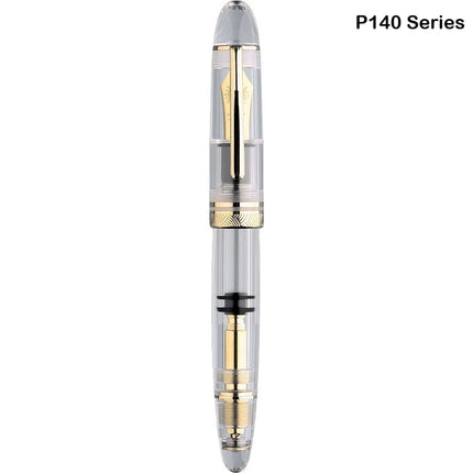 MAJOHN P140 Transparent Fountain Pen Sun Nib Metal Copper Piston Light Resin Body PK X159 9019 Stationery School Supplies