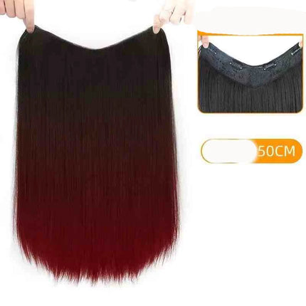 V-shaped one-piece synthetic 4 Clip In Hair Extensions Long Straight Hairstyle Hairpiece Colour 50CM Natural Fake Hair