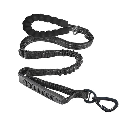 Tactical Dog Leash Heavy Duty for Medium Large Dogs Strong Bungee No Pull Dog Leash with Padded Double Handle and Car Seatbelt