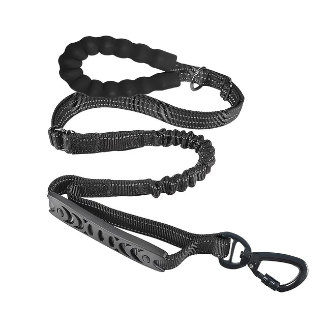 Tactical Dog Leash Heavy Duty for Medium Large Dogs Strong Bungee No Pull Dog Leash with Padded Double Handle and Car Seatbelt