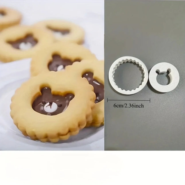 Bear Jam Sandwich Cookie Cutter 3D Pressable Fondant Stamp  Teddy Bear Biscuit Mold for Baking & Cake Decoration Supplies
