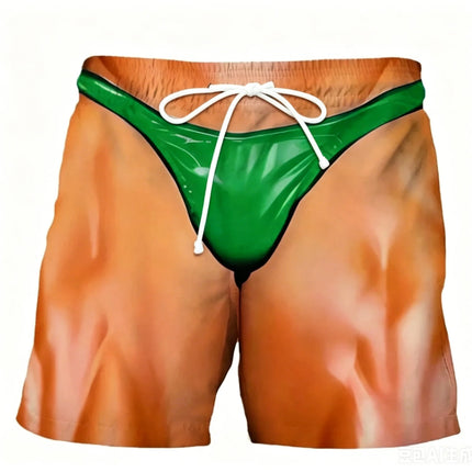 2026 Summer Fashion New Men's Leisure Outdoor Sports Fun Funny Printed Shorts Quick Drying Trendy Mesh Holiday Shorts