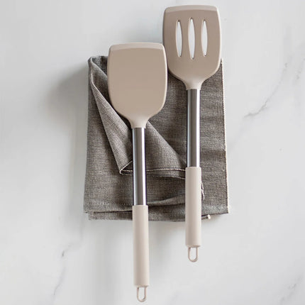2pcs Stir Fry Spatula Steak Spatula Cooking Utensils Stainless Steel Handle Silicone Kitchenware Set Kitchen Cooking Tool Set