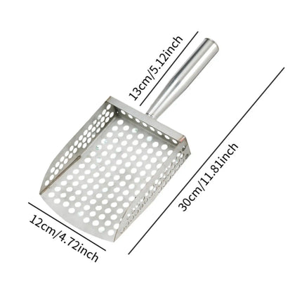 Sand Scoop Handheld Comfortable Handle Digging Sieve Sand Sifter Shovel Metal for Metal Detecting Beach Underwater Seaside Clams
