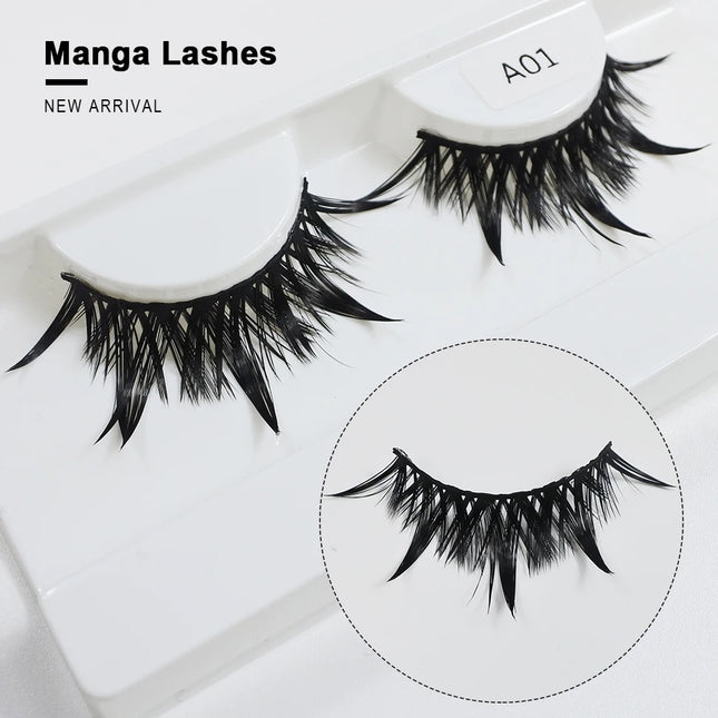 RED SIREN Eyelashes New Design Wet Manga Lashes Korean Makup Fashion Long Thick Natural Fake Eyelashes