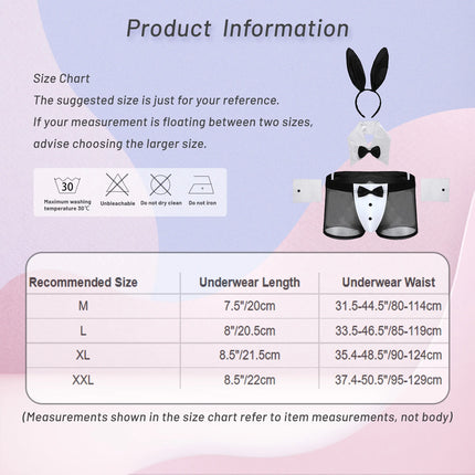 4pcs Mens Bartender Costume Waiter Outfit Sexy Costume Role Play Clubwear Underwear Set Bunny Ears Mesh Boxer Shorts Sexy Suit