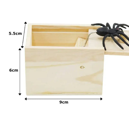 Spider Scare Prank Box Wooden Surprise Box Fun Joke Spider Prank Toys Gift Box for Kids Boys Adults Christmas Stocking Stuffers