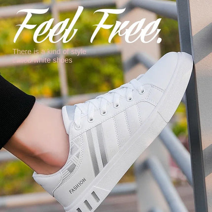 2024 Men's Casual Sneakers New Fashion Lace-up White Shoes Student Comfort Sports Plus Size Vulcanized Shoes Zapatillas De Hombre