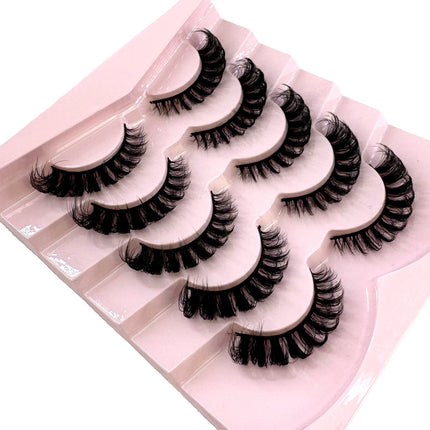 HBZGTLAD 3D natural cat eye fluffy soft cross 5 pairs of comic eyelashes Wispy natural eyelash extension eyelashes