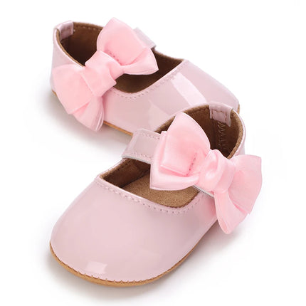 Spring and Autumn Red Comfortable Bow Detail Women's Baby Shoes for Newborns and Girls