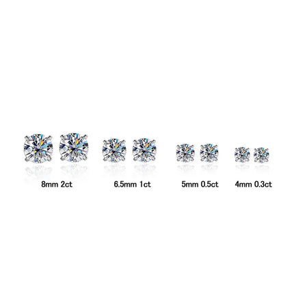 KNOBSPIN Moissanite Earring 0.2-2ct D VVS1 GRA Certified Lab Diamond 4 Claw s925 Sterling Silver Stud Earrings for Women Man
