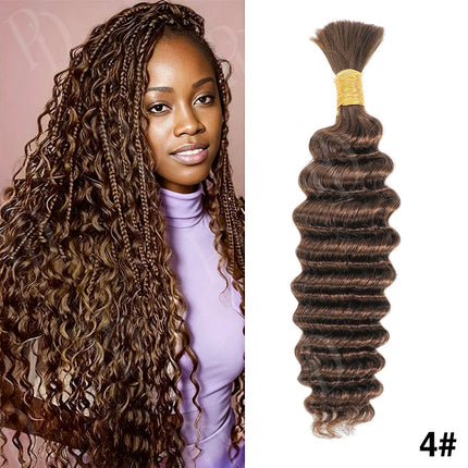 Pre-Colored Deep Wave Bulk Braiding Human Hair No Weft Remy Bulk Human Hair 14-28" Boho Curly Bulk Hair Extension Crochet Braids