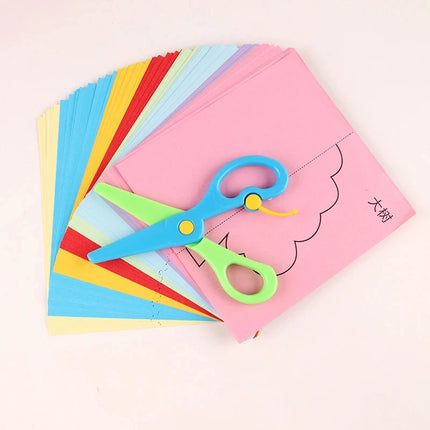 48pcs/set Paper Cuttings Toys Painting Drawing Paper Handmade Children Early Education Toy Art Supply Handicrafts Scissors TMZ