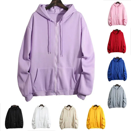 Loose-Fit Hooded Sweatshirt Women's Clothing Autumn Winter Plus Size Zip-Up Cardigan Top Wholesale Foreign Trade