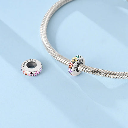 Charm Hot Sales 925 Sterling Silver Charms Beads CZ pave Round Clip Charms Fit Original Bracelet Necklace Charms Jewelry Gift