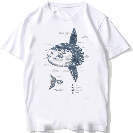 Whale Shark Anatomy Biology T-shirt Unisex Women Hip Hop Casual T Shirts Women Beach Diving White T-shirt Vintage Women Tees