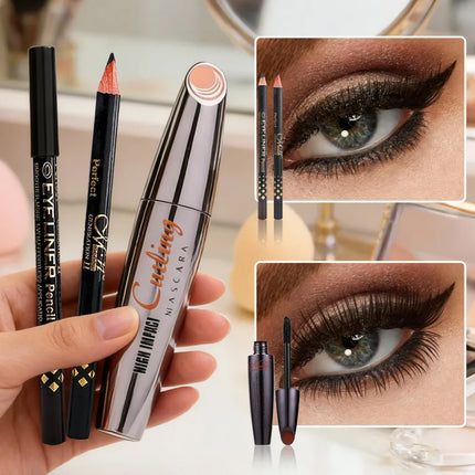 4D Mascara Black Eyelash Eyeliner Pencil Set Waterproof, Stain Resistant, Durable, Free Of Peeling, Natural And Caking