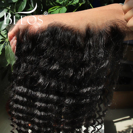 Ultra Fitted Skinlike 13x6 Real HD Lace Frontal Only Deep Wave Pre Plucked Human Hair HD Transaprent Lace Remy Hair Melt Skins
