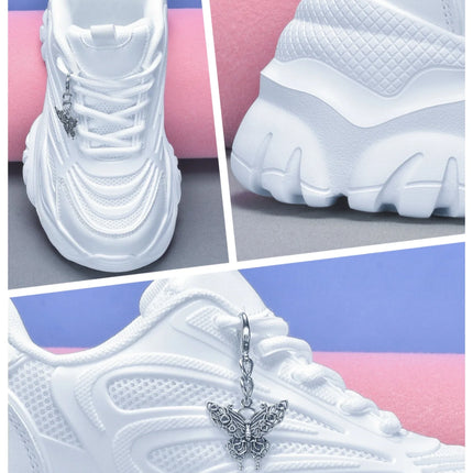Women's Eva Solid Thick-Soled Heightening 7cm Fashionable Casual Vulcanized Shoes with Silver Butterfly Decorative Pendant Chain Shoe Accessories Light and Comfortable Soft-Soled Shock-Absorbing Non-Slip Women's Vulcanized Sh