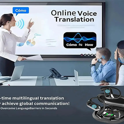 AI Translation Earbuds BT 5.4 Headphones Translator with 144 Languages OWS Real-Time Earphones Ear Buds for Travel Business