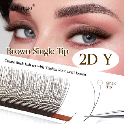 CoMango Mix 8-12/8-15mm Brown Eyelash Extension 2D V Shape False Lash Premade Fans Soft Light Natural Eyelash Makeup