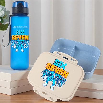 2pcs Steal A Brainrot Bento Lunch Box Water Bottle 67 Six Seven Cartoon Printed Lunch Box Boys School Supplies Children Gifts