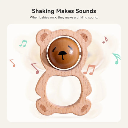 Baby Toys Wooden Rattle Bear Rotating Toys Cartoon Cute Toddler Toys Sucking Gym for Babies Wooden Mobile Baby Accessories