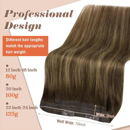 VeSunny Fish Line Human Hair Extension Remy Hair One Piece Invisible Wire Hair Weft Brazilian Hair Balayage Hair Extensions