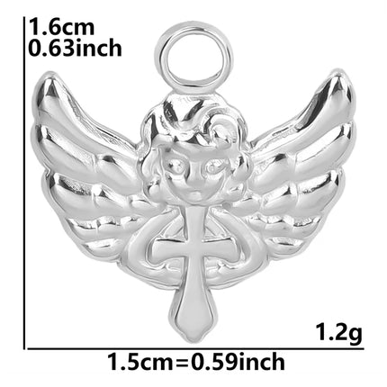 5pcs/Lot High Quality Stainless Steel Cross Pendants For Jewelry Making Supplies Metal Rose Lava Ankh Cross Charms DIY Materials