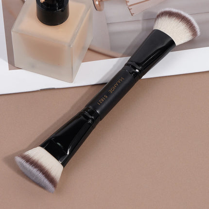 MAANGE 2 In 1 Flat/Angled Double Head Makeup Brushes Foundation Concealer Contour Brush for Blending Loose Powder Liquid Cream