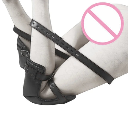 BDSM Leather Bondage Restraints Straps with Luxe Puppy Cosplay Dog Mask Hood for Fetish Slave Binding Erotic Costume