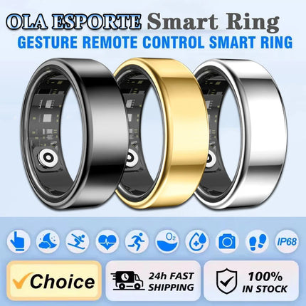New Video Control GPS Motion SmartRing Men Women Heart Rate&Blood Oxygen Monitor Smartring IP68&5ATM Waterproof Multi-sport Mode