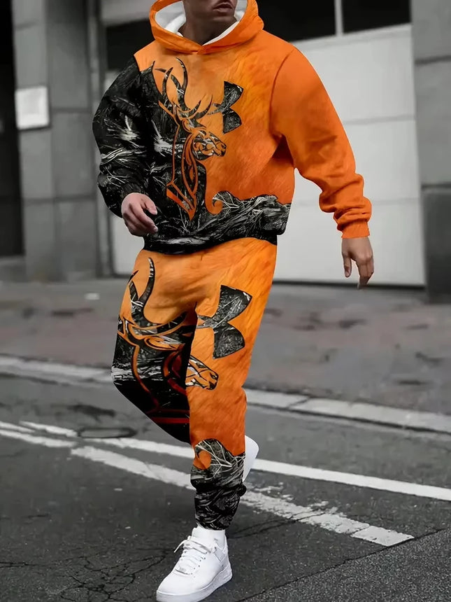 Autumn Animal Wolf Lion 3D Printed Hoodie Suit Men Sweatshirts Sweatpants Casual Fashion Two Piece Tracksuit Set Man Clothing
