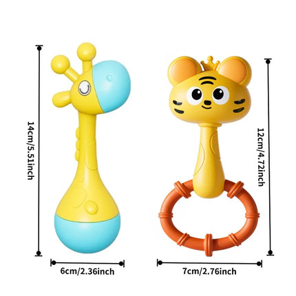 Baby Rattle Infant Developmental Hand Grip Baby Montessori Puzzle Toys Cute Animal Music Sound for Newborn Teether Gift