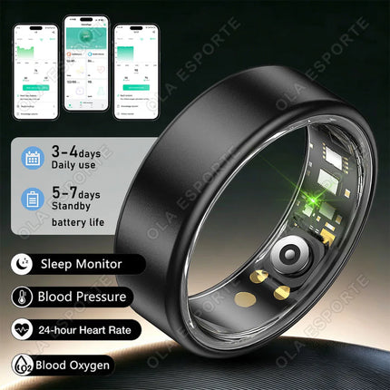 Ola Esporte Smart Ring Gestures Brush Video 5ATM Waterproof Remote Camera Heart Rate Blood Pressure Monitoring Sports Smartring
