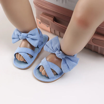 0-18 months cute baby shoes summer small fresh blue bow princess shoes sandals soft and comfortable soles slip walking shoes