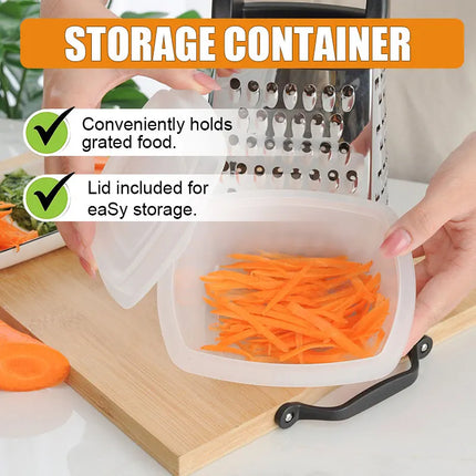 Stainless Steel Box Cheese Grater With Container 4 Sides Box Grater Handheld Kitchen Food Shredder for Vegetable Ginger Cutter