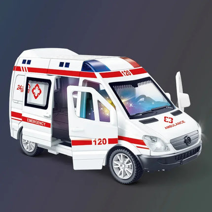 1:32 Mini Car Model Diecast Gifts Ambulance Fire-Truck Policecar Model Sound And Light Vehicle Simulation Collection Toys