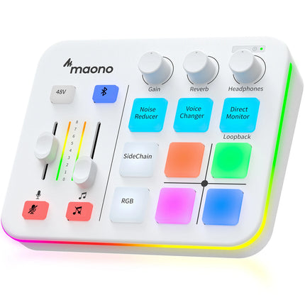 MAONO G1 NEO Gaming Audio Mixer Custom Sound Effects RGB Streaming with XLR Microphone Audio Interface for Game Voice Podcast
