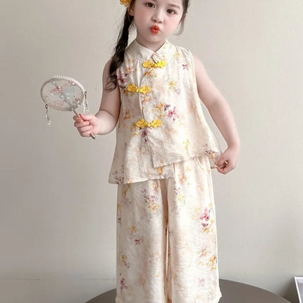 Thin Comfortable Summer Girl Sets Ethnic Style Children Clothing Kids Clothes Dance Wear Performance Costume Chinese Style Hanfu