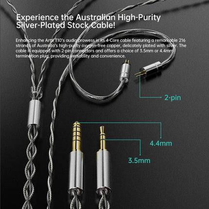 ARTTI T10/R1/R2 In-Ear HiFi Earphones Wired IEMs Monitors 14.2mm Planar Driver Textured Bass 0.78mm 2pin & 3.5MM/4.4MM Connector