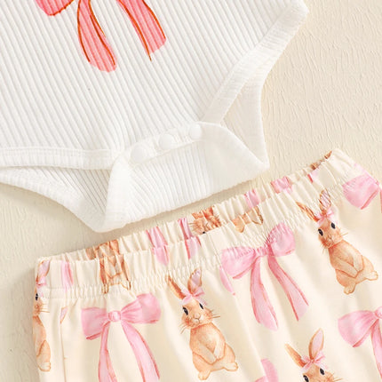 My First Easter Baby Girl Outfit Easter Bunny Shirt Romper Bell Bottoms Pants Newborn Easter Clothes