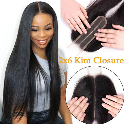 Upermall Kim K 2x6 Hd Transparent Lace Closure Straight Body Wave Deep Middle Part Brazilian Remy Human Hair For Black Women