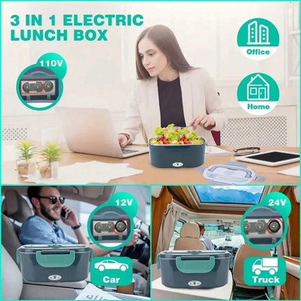 Car and Household Dual-use Heated Lunch Box, Household EU220V/car 12V/24V Dual Power Supply, Portable Food Warmer