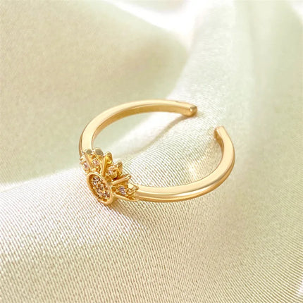 FTCY Adjustable Sparkling Moon Sun Star Ring for Women Couple Elegant Finger Ring Wedding Party Jewelry Gifts Accessories