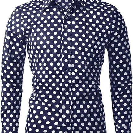 Fashion 3D Printed Men's 10-color Polka Dot Long-sleeved Slim-fit Shirt Button And Long-sleeved Comfort Casual Men's Tops