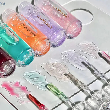 [YA]Cappuvini Transparent Crystal Jelly Lip Gloss Shiny Clear Mirror Moisturizing Lip Balm Glitter Liquid Lipstick Lip Oil