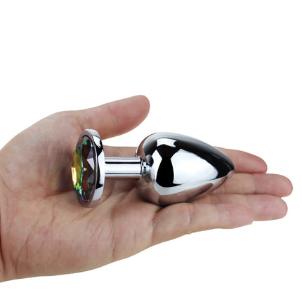 Metal anal plug sex toy round anal trainer gemstone anal massage adult products suitable for gay or male and female masturbation