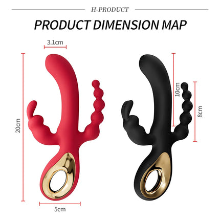 3 In 1 Dildo Rabbit Vibrators For Woman Clitoris Massage Anal Beads Sex Toys For Adults G-Spot Stimulation Female Masturbator 18