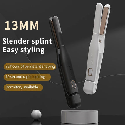 Rechargeable Slim Wireless Hair Straightener Men's short hair curling iron, dual-use for straightening and curling, mini hair st